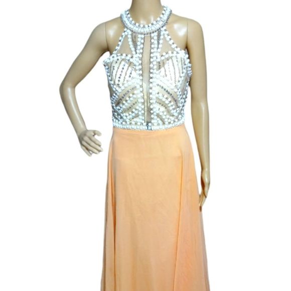 OLIVIA DRESS FACTORY, beads sequins halter top prom dress - Picture 2 of 6
